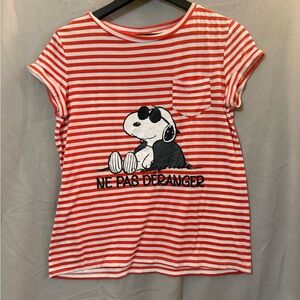 Peanuts Red and White Striped Snoopy Kids Tee